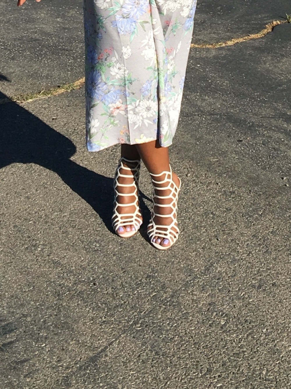 Steve Madden White Geometric Cage High Heels